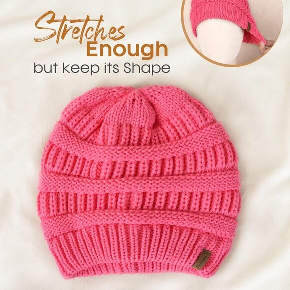Women\'s Knitted Beanie Rose Cozy Skull Ski Hats Cap Winter Warm Slouchy Design